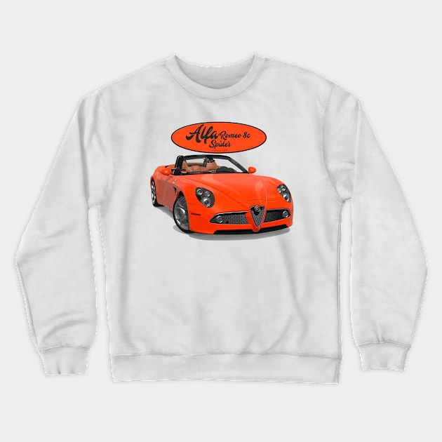 ALFA ROMEO 8C SPIDER Orange Crewneck Sweatshirt by PjesusArt